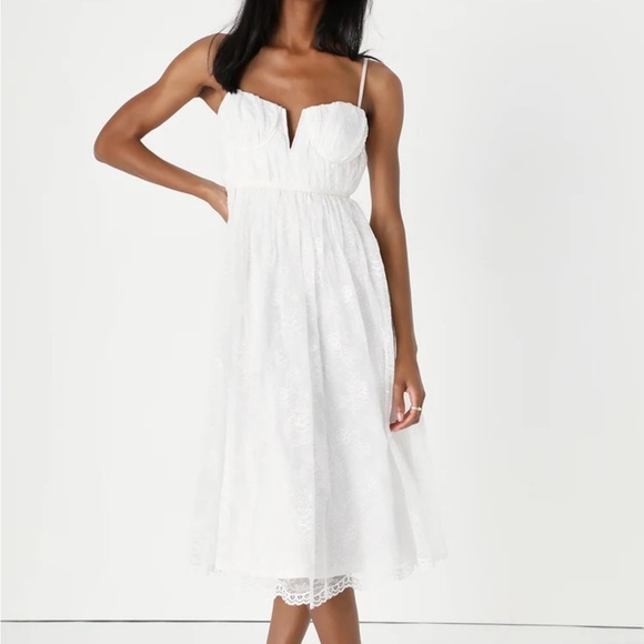 Lulus Midi White Dress - Size Medium - Picture 2 of 4
